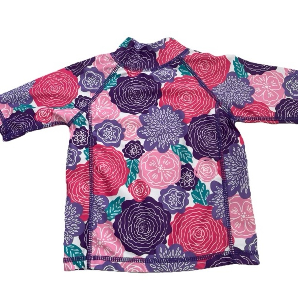Skin Pink and Purple Floral Rashguard Swimwear